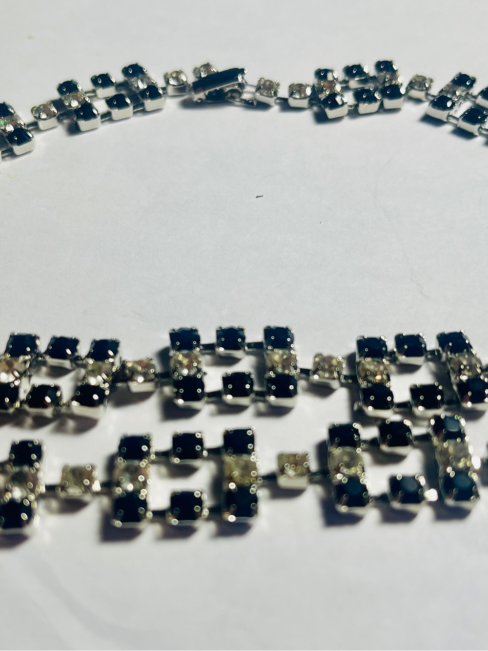 Classic Black & Clear Crystal Choker Necklace and bracelet